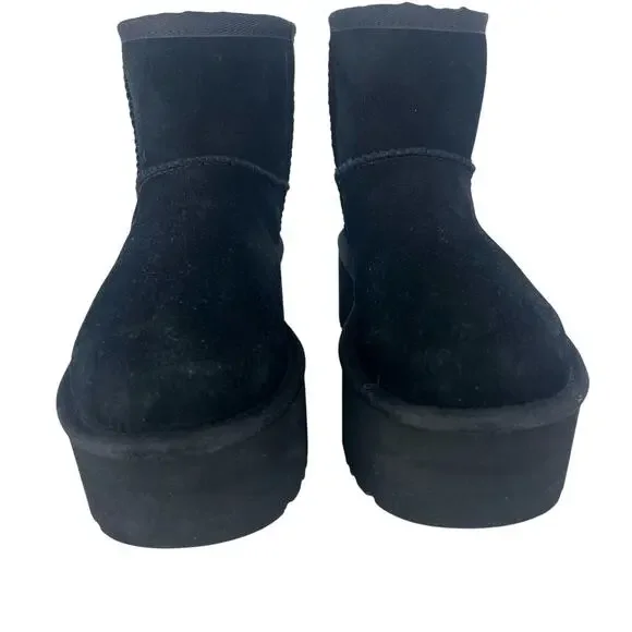 UGG Classic Ultra Mini Platform Boots Black Suede Size 6 - Picture 9 of 13